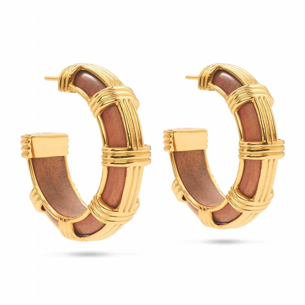 NEW CAPUCINE DE WULF women's gaia cage hoop earrings in teak